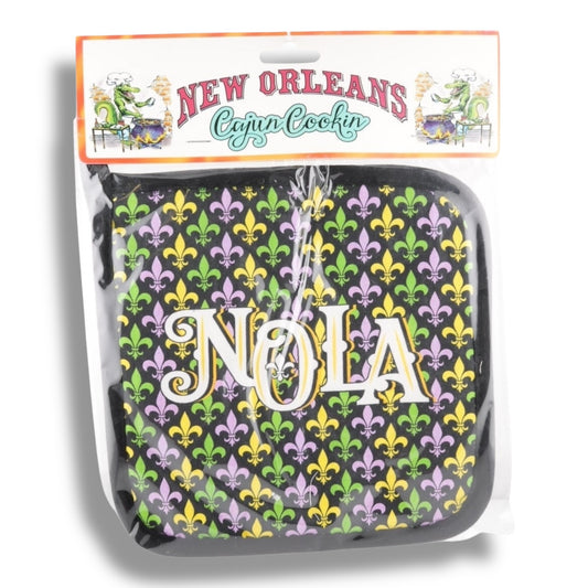 NOLA Mardi Gras Pot Holder - local art, vibrant - Potholders & Oven Mitts - New Orleans Souvenir