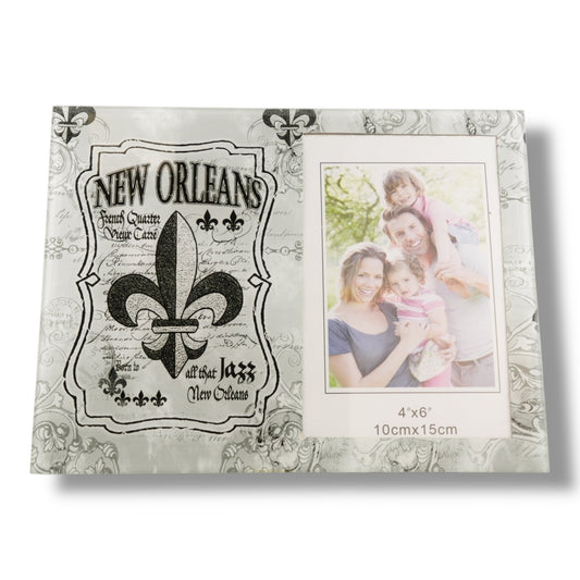 Fleur De Lis Black & White Picture Frame - local art - Frames - New Orleans Souvenir