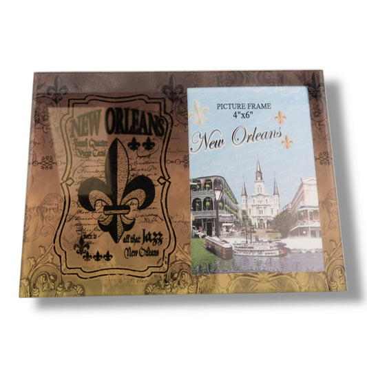 Fleur De Lis Black & Gold Picture Frame - Frames - New Orleans Souvenir