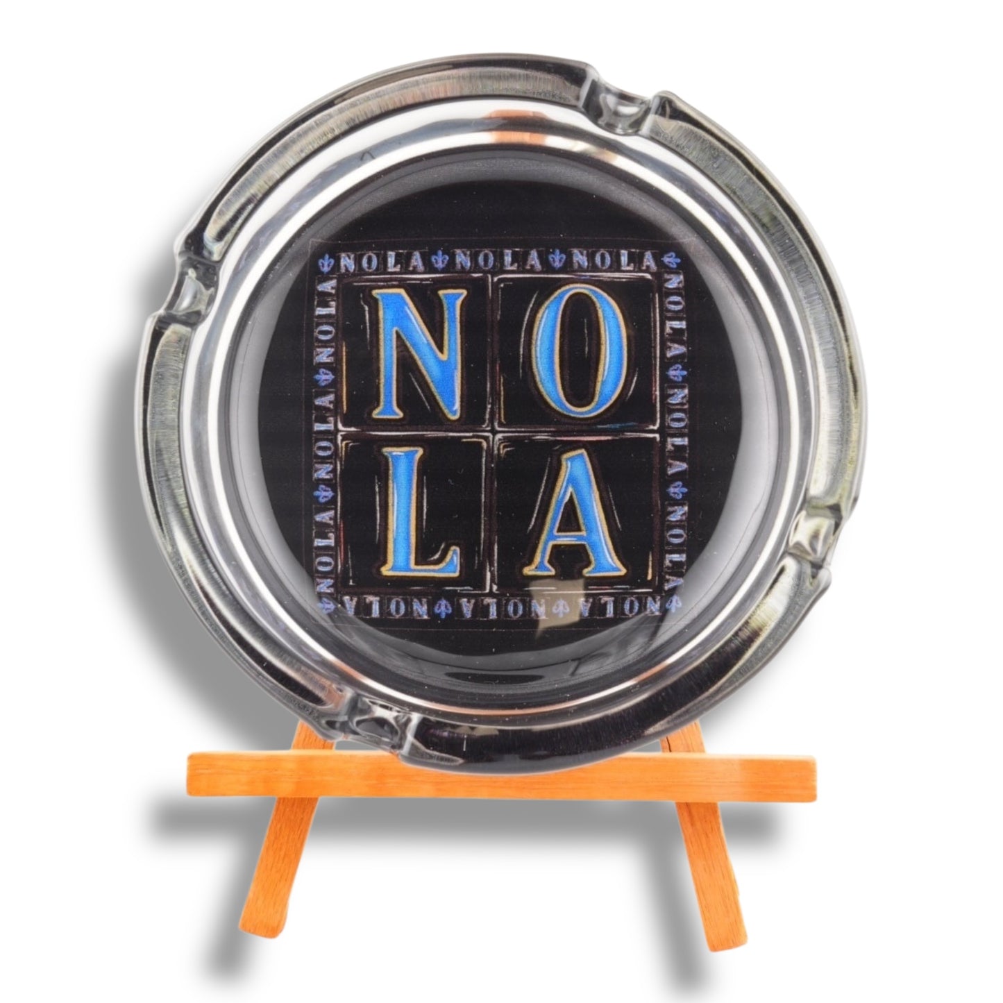 NOLA Black & Blue Round Ashtray - local art - Ashtrays - New Orleans Souvenir