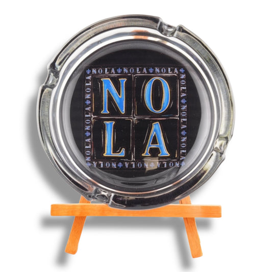 NOLA Black & Blue Round Ashtray - local art - Ashtrays - New Orleans Souvenir