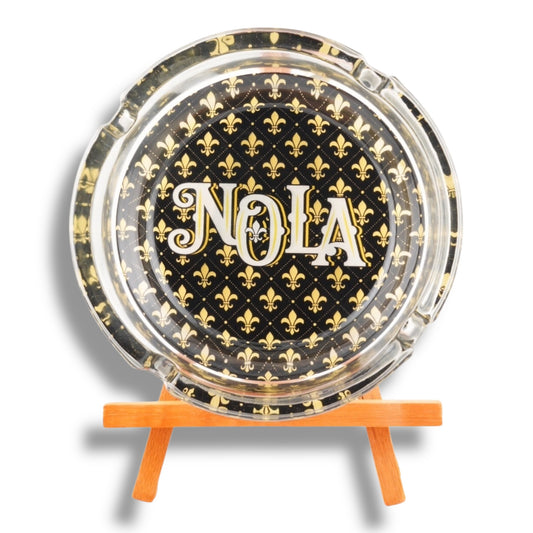 NOLA Black & Gold Round Ashtray - local art - Ashtrays - New Orleans Souvenir