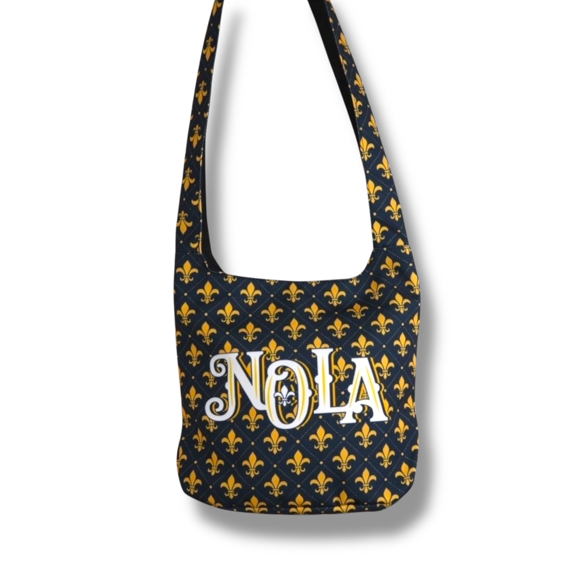 NOLA Black & Gold Shoulder Bag - local art, vibrant - Tote Bags - New Orleans Souvenir