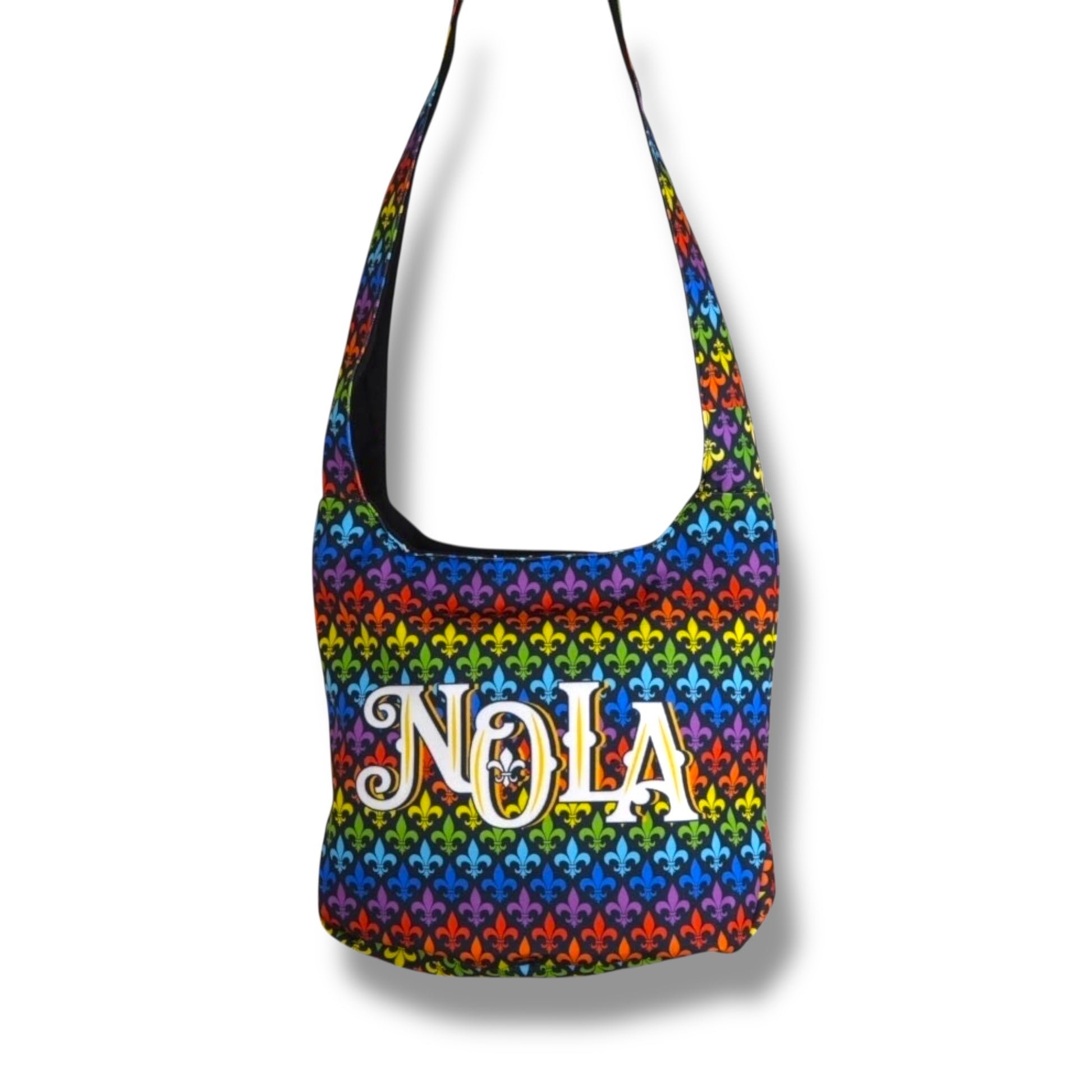 NOLA Rainbow Shoulder Bag - local art, durable - Tote Bags - New Orleans Souvenir