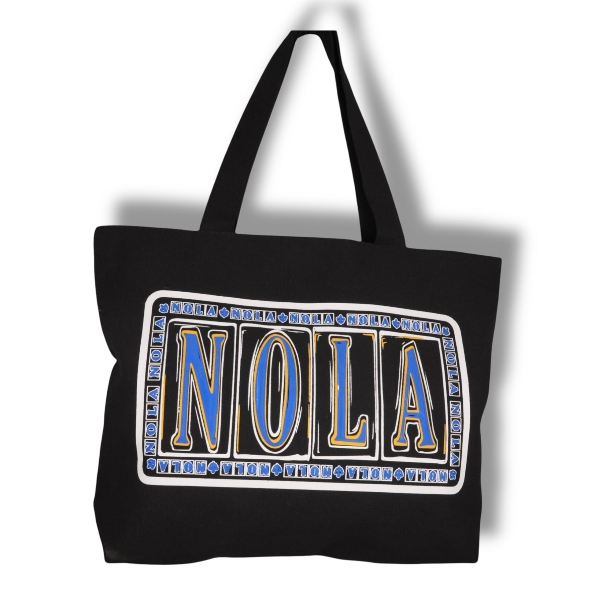 NOLA Black Print Canvas Tote Bag - local art, vibrant - Holiday Ornaments - New Orleans Souvenir