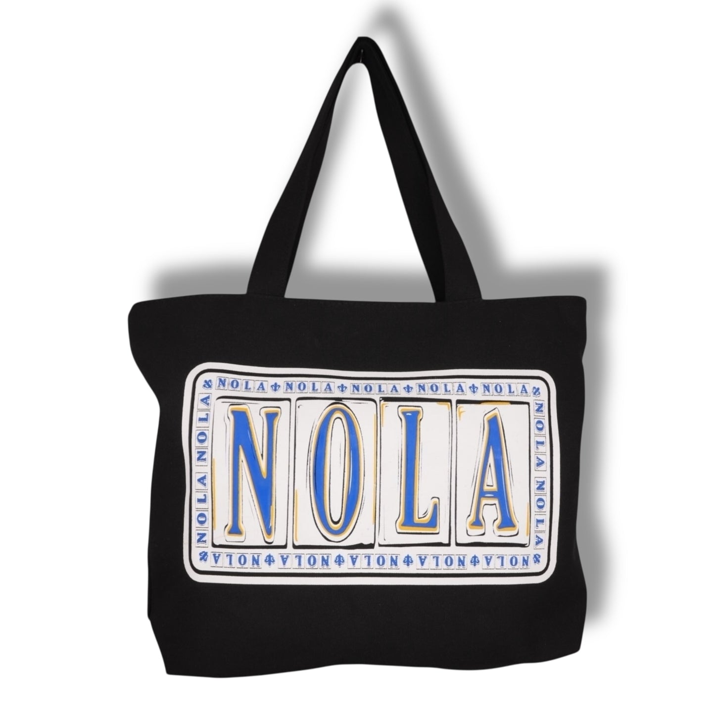 NOLA White Print Canvas Tote Bag - Holiday Ornaments - New Orleans Souvenir