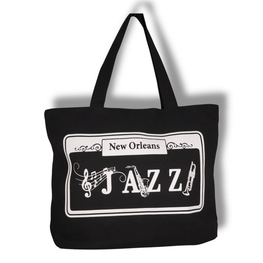 Jazz Music Street Sign Canvas Tote Bag - local art - Statues, Figurines & Sculptures - New Orleans Souvenir