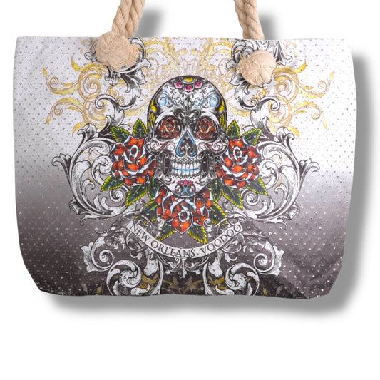 White Voodoo Skeleton Tote Bag - Tote Bags - New Orleans Souvenir