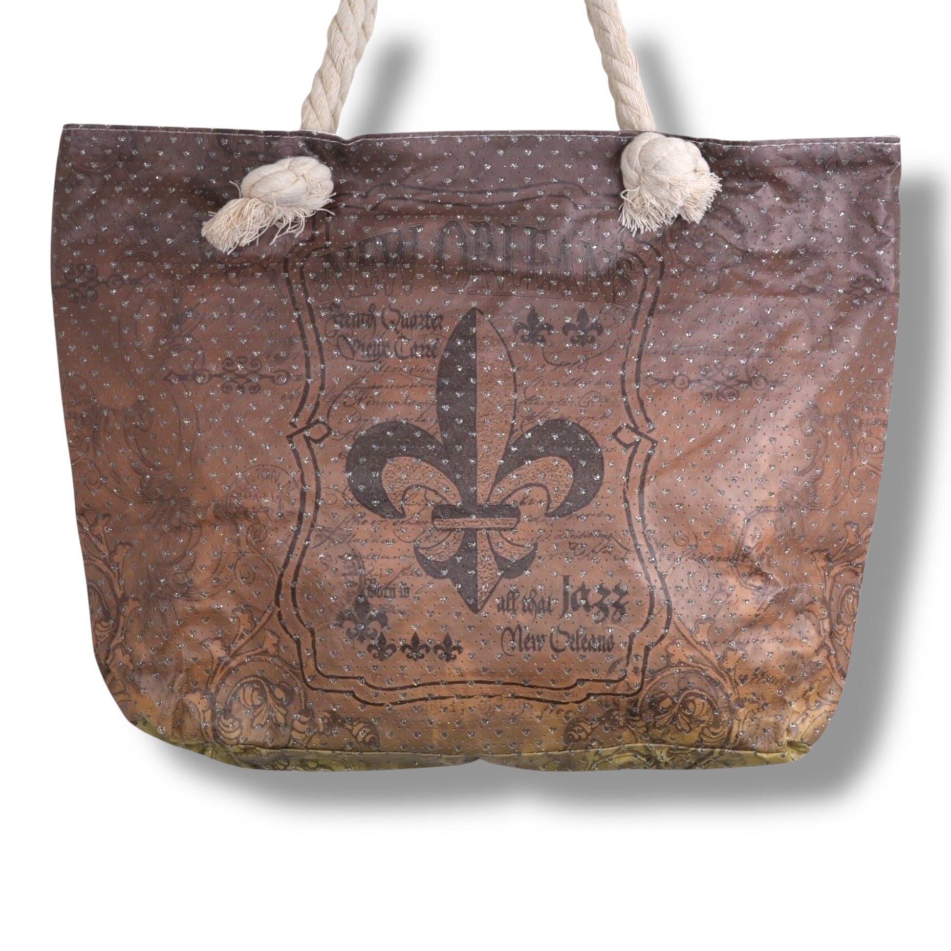 Fleur De Lis Black & Gold Tote Bag - local art - Tote Bags - New Orleans Souvenir