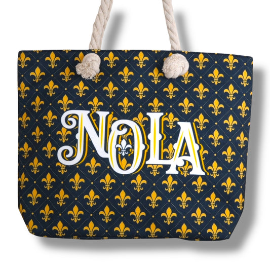 NOLA Black & Gold Tote Bag - durable - Tote Bags - New Orleans Souvenir