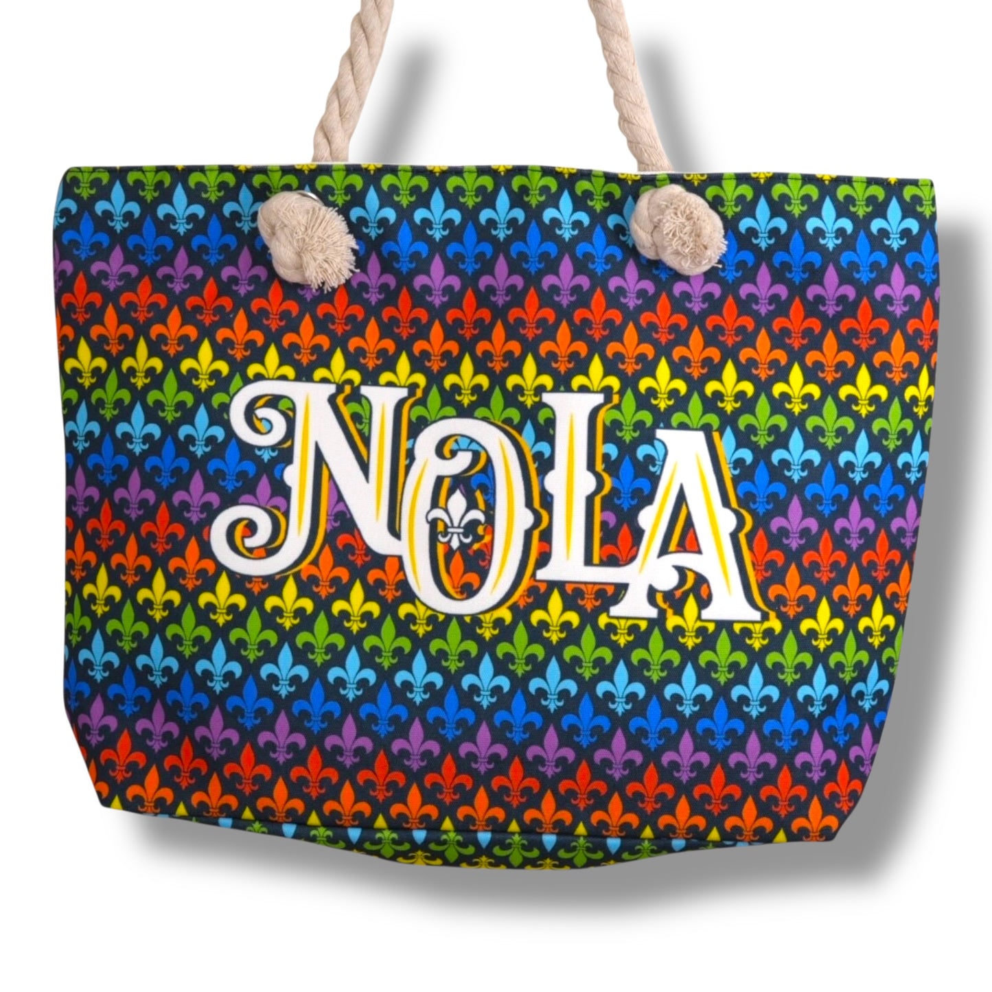 NOLA Rainbow Tote Bag - vibrant, colorful - Tote Bags - New Orleans Souvenir