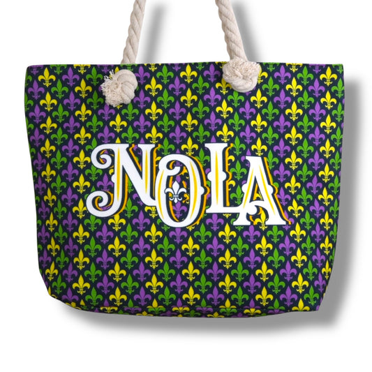 NOLA Mardi Gras Tote Bag - Tote Bags - New Orleans Souvenir