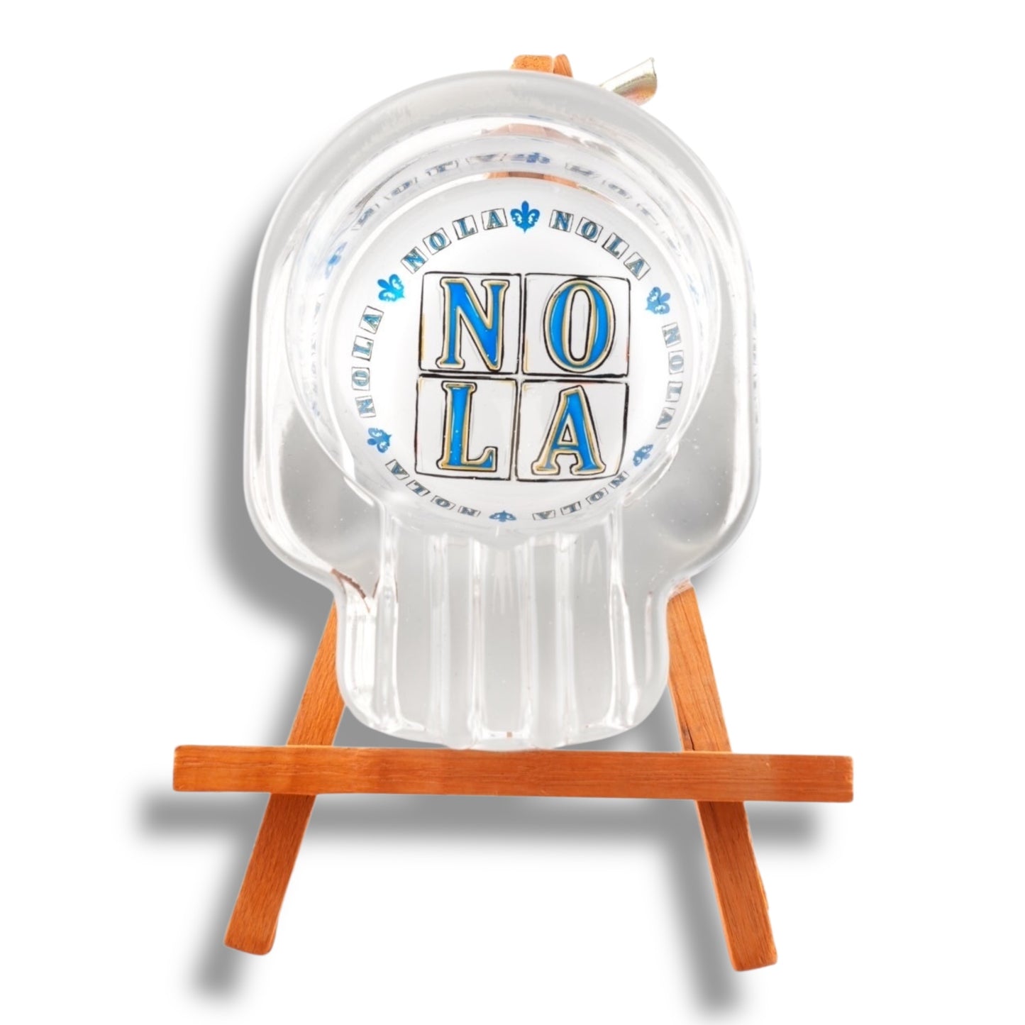 NOLA White & Blue Skull Ashtray - Ashtrays - New Orleans Souvenir
