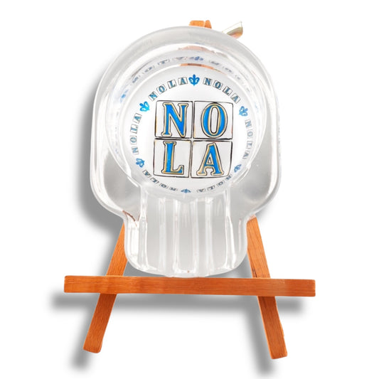 NOLA White & Blue Skull Ashtray - Ashtrays - New Orleans Souvenir