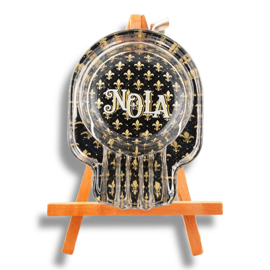 NOLA Black & Gold Skull Ashtray - Ashtrays - New Orleans Souvenir