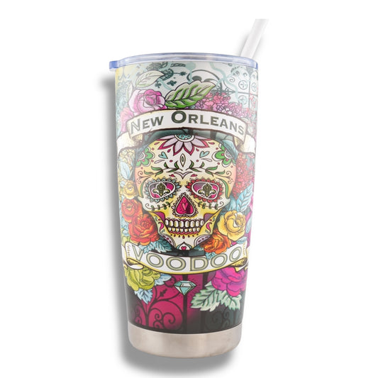 Green Voodoo Skeleton Stainless Steel Flask - local art - Flasks - New Orleans Souvenir