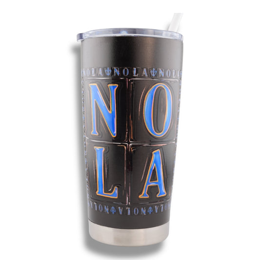 NOLA Black & Blue Stainless Steel Flask - Flasks - New Orleans Souvenir