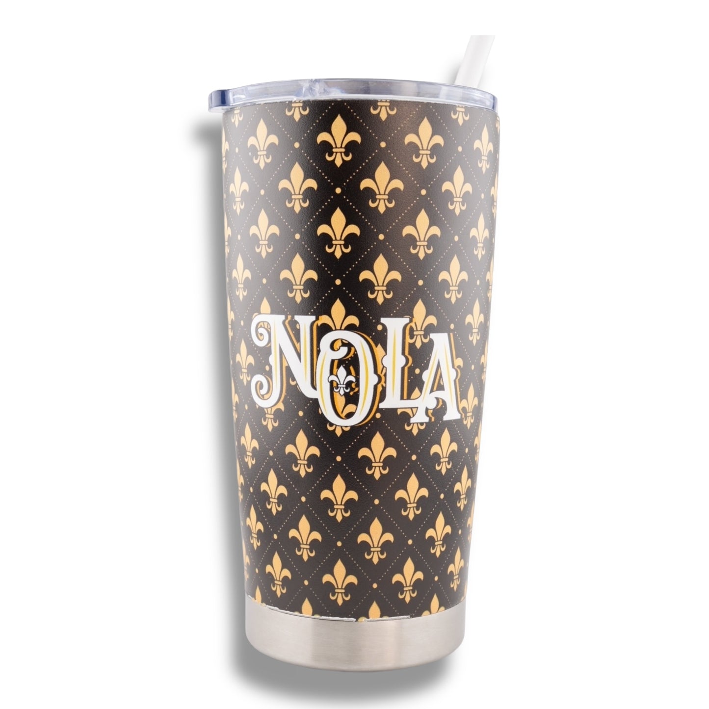 NOLA Black & Gold Stainless Steel Flask - local art - Flasks - New Orleans Souvenir