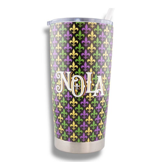 NOLA Mardi Gras Stainless Steel Flask - Flasks - New Orleans Souvenir