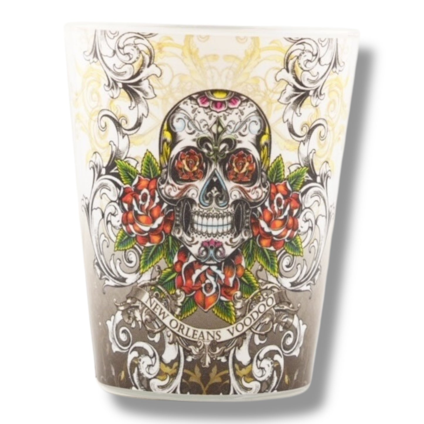White Voodoo Skeleton Short Shot Glass - Shot Glasses - New Orleans Souvenir