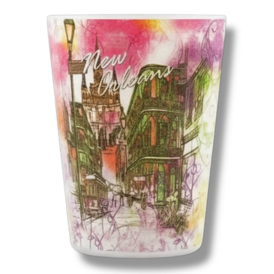 New Orleans Watercolor Cityscape Short Shot Glass - Shot Glasses