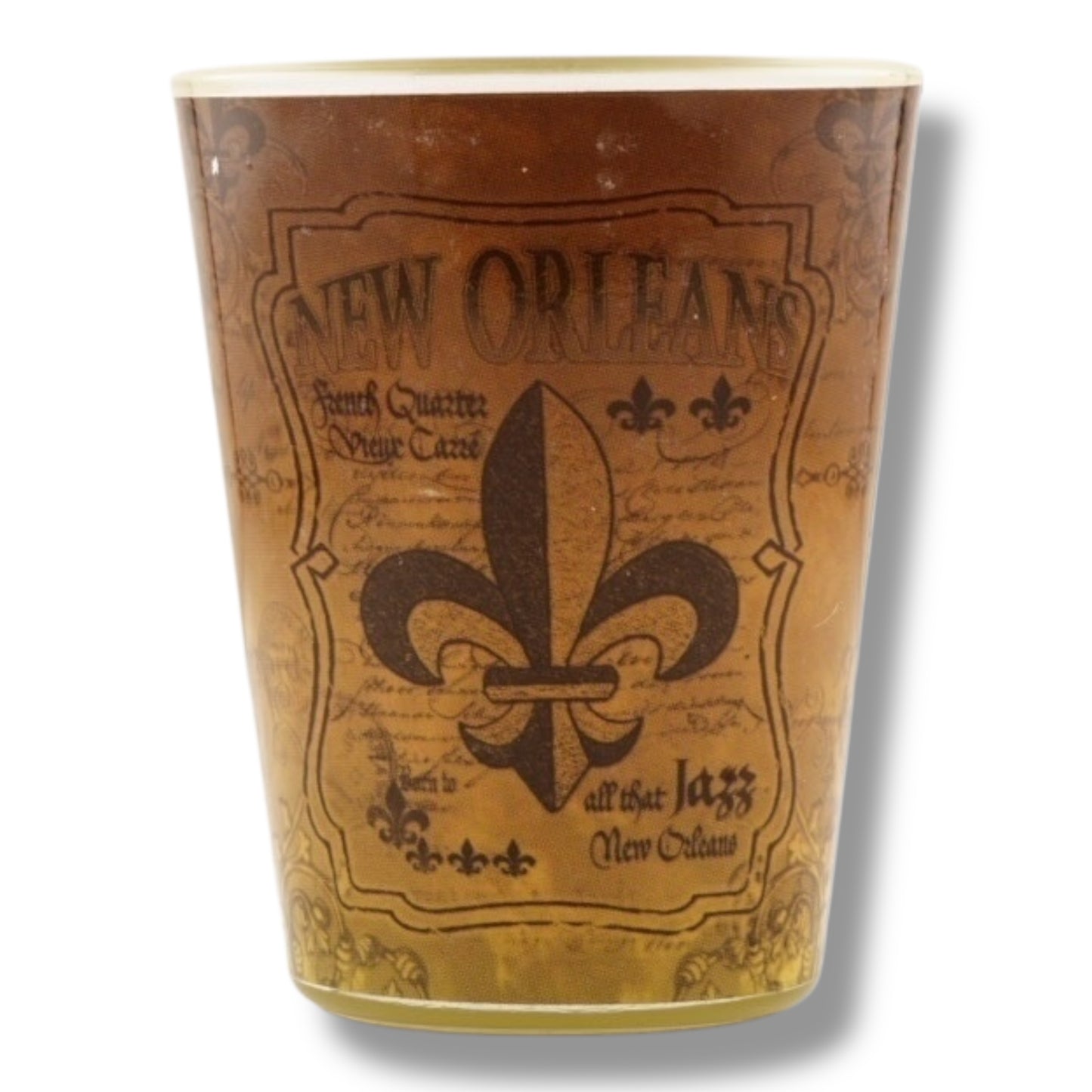 Fleur De Lis Black & Gold Short Shot Glass - local art, durable - Shot Glasses - New Orleans Souvenir