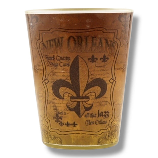 Fleur De Lis Black & Gold Short Shot Glass - local art, durable - Shot Glasses - New Orleans Souvenir