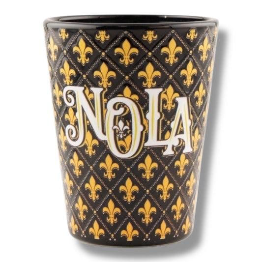 NOLA Black & Gold Short Shot Glass - Shot Glasses - New Orleans Souvenir
