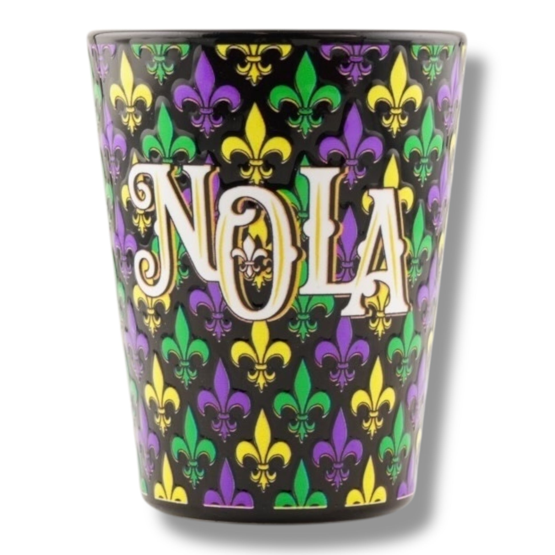NOLA Mardi Gras Short Shot Glass - durable - Shot Glasses - New Orleans Souvenir