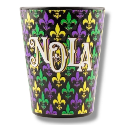NOLA Mardi Gras Short Shot Glass - durable - Shot Glasses - New Orleans Souvenir
