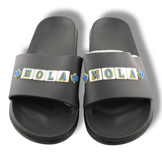 NOLA White & Blue Slippers - New Orleans Souvenir