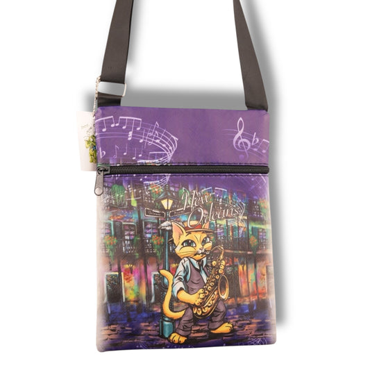 Jazz Cat Travel Bag - local art - Tote Bags - New Orleans Souvenir