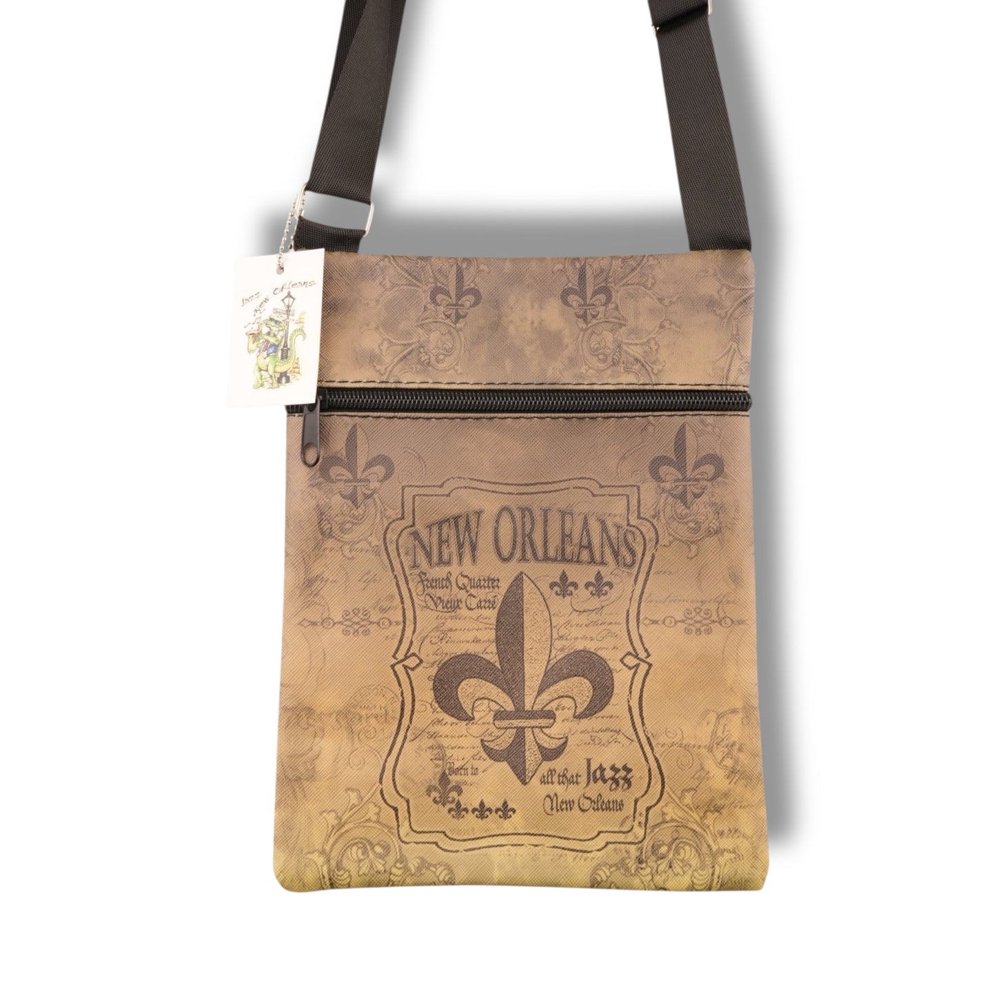 Fleur De Lis Black & Gold Travel Bag - Tote Bags - New Orleans Souvenir