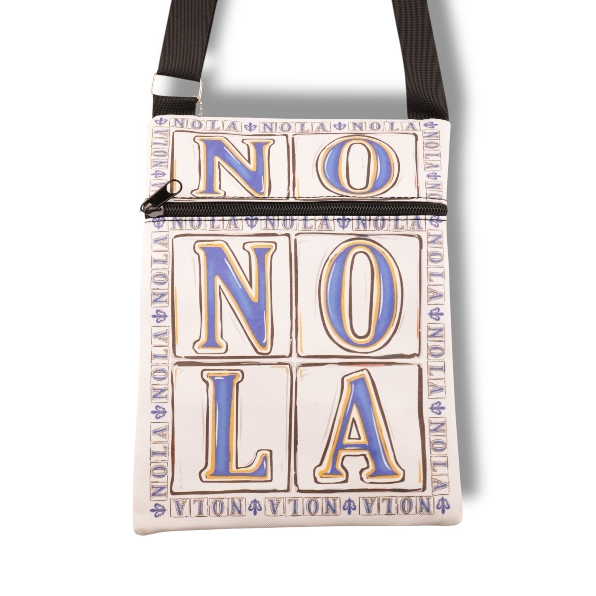 NOLA White & Blue Travel Bag - local art - Tote Bags - New Orleans Souvenir