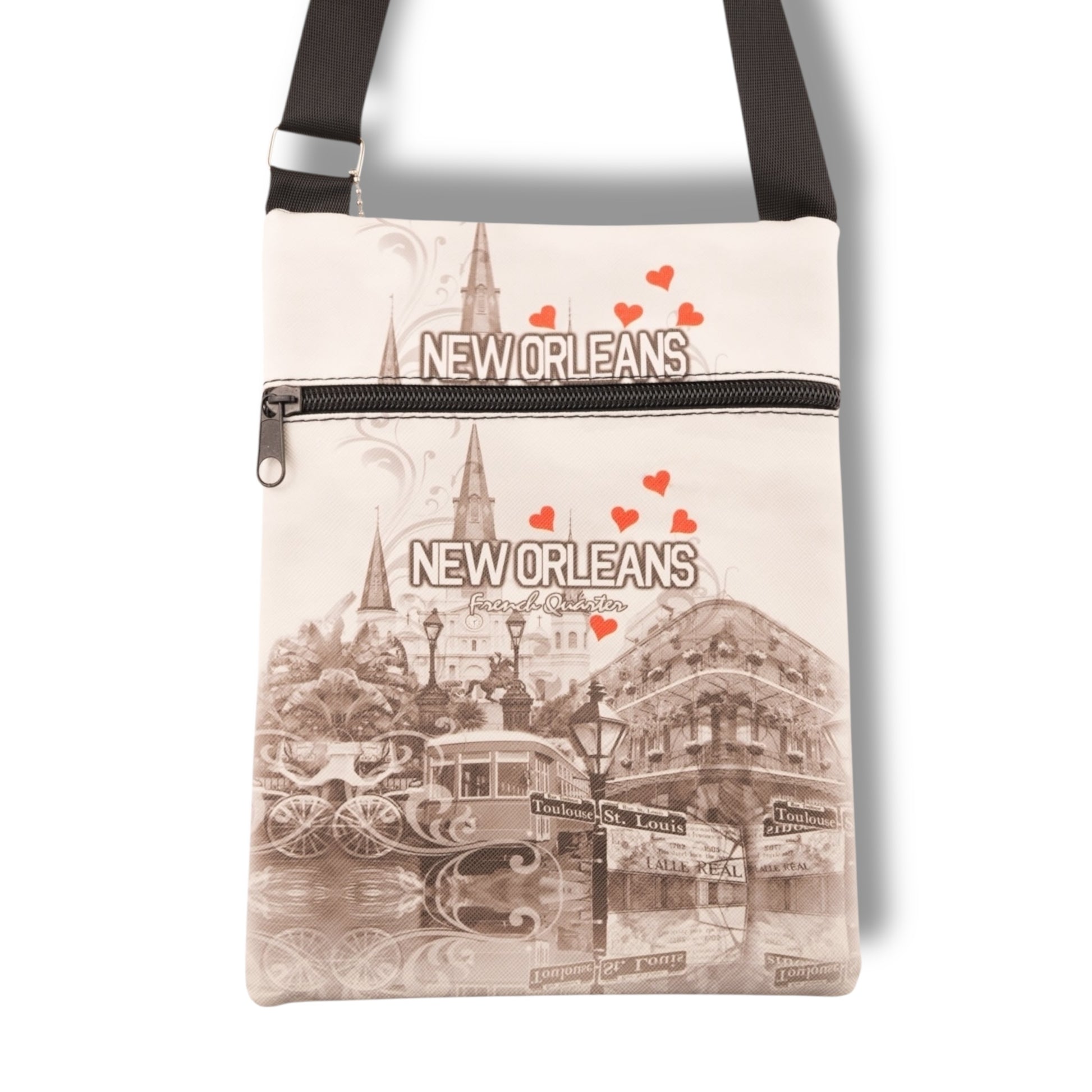 Cityscape With Hearts Travel Bag - Tote Bags - New Orleans Souvenir