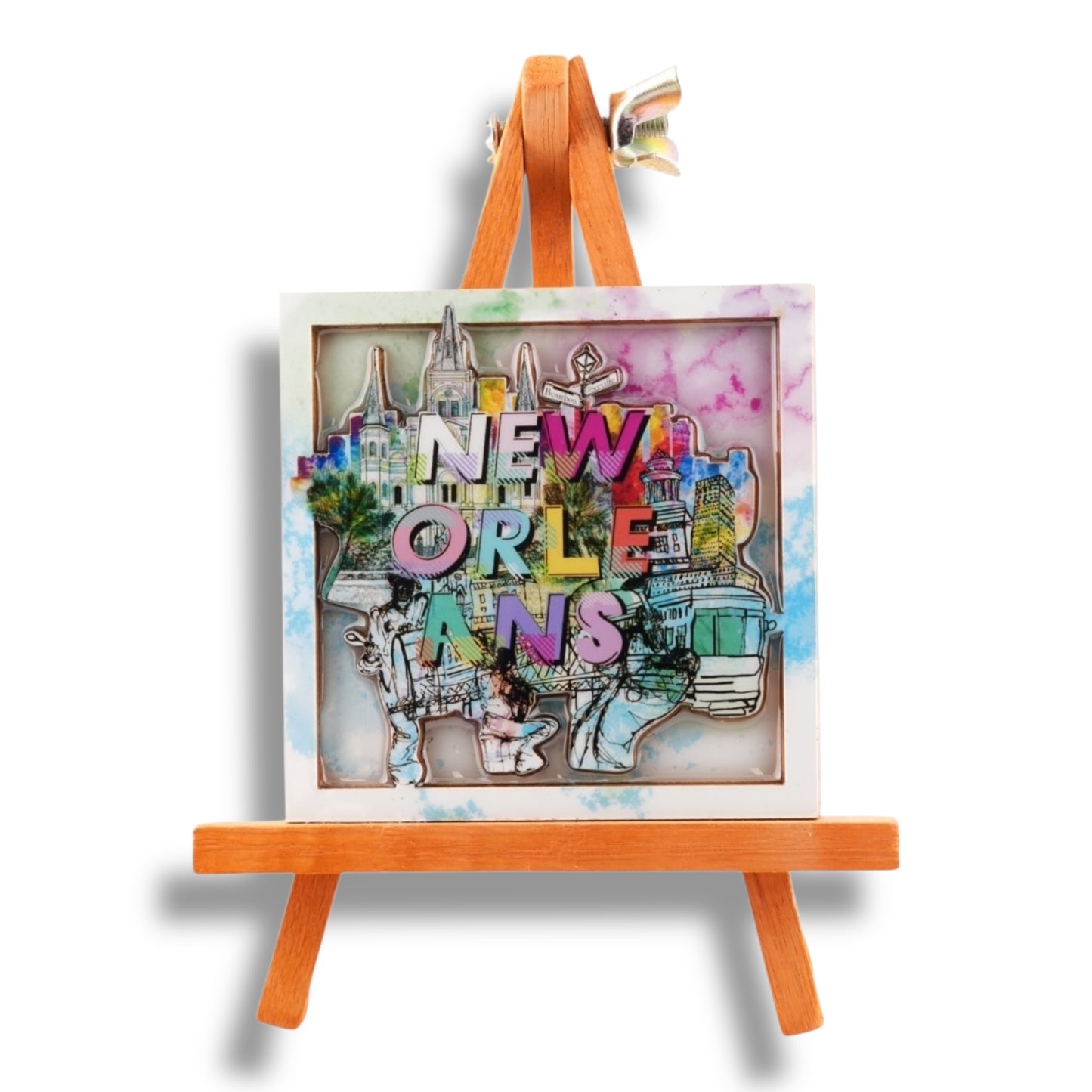 New Orleans Fun Colors Wooden Magnet - vibrant - Refrigerator Magnets