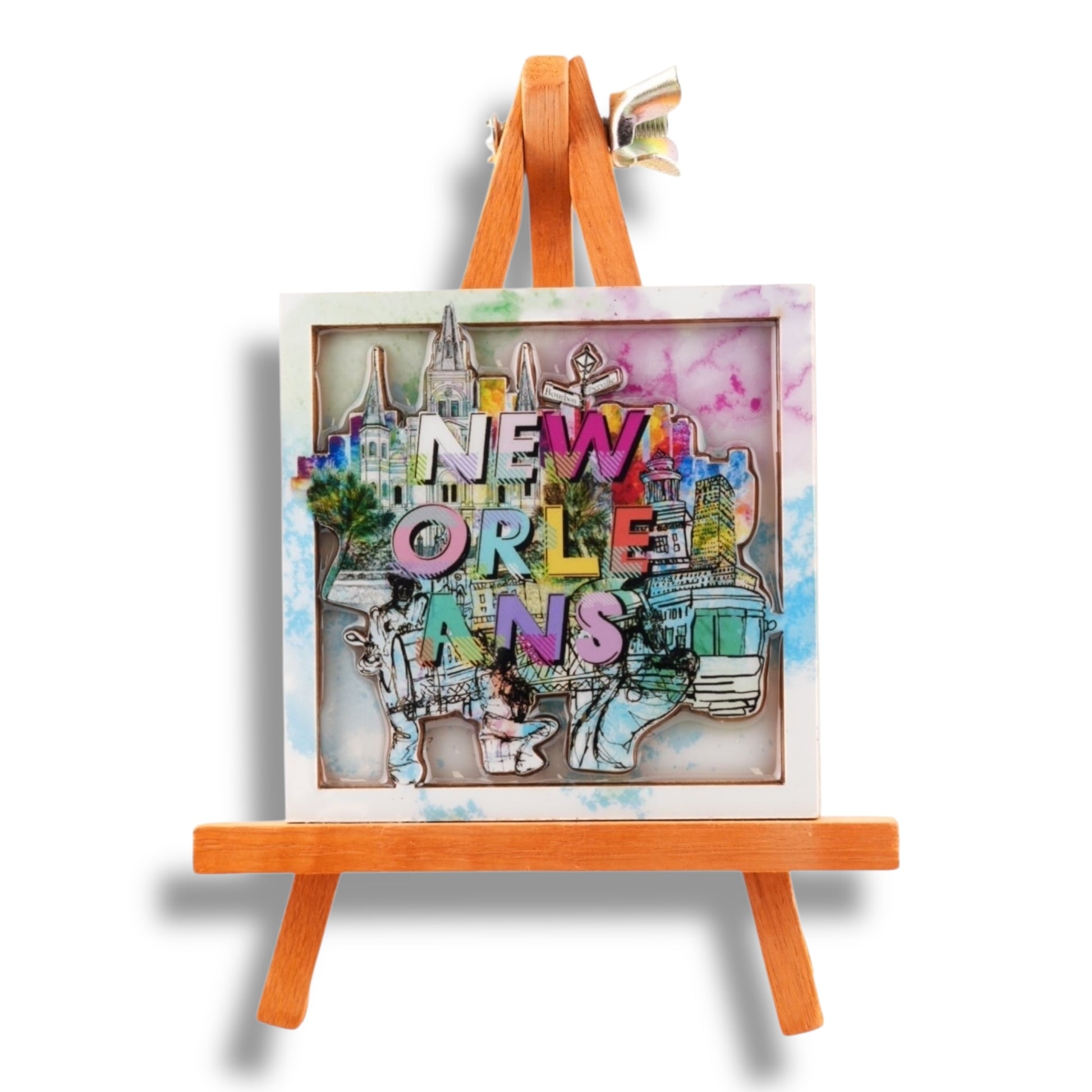 New Orleans Fun Colors Wooden Magnet - vibrant - Refrigerator Magnets