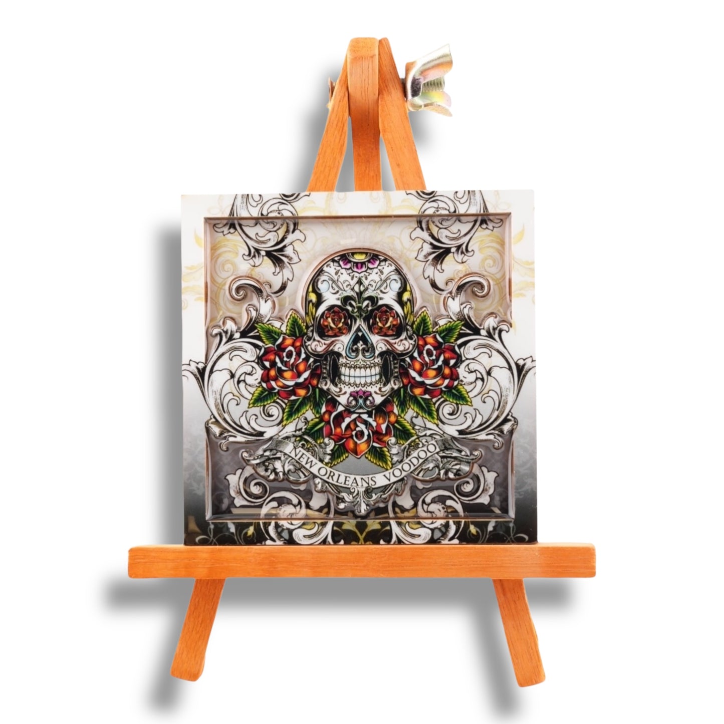 White Voodoo Skeleton Wooden Magnet - durable, vibrant - Refrigerator Magnets - New Orleans Souvenir
