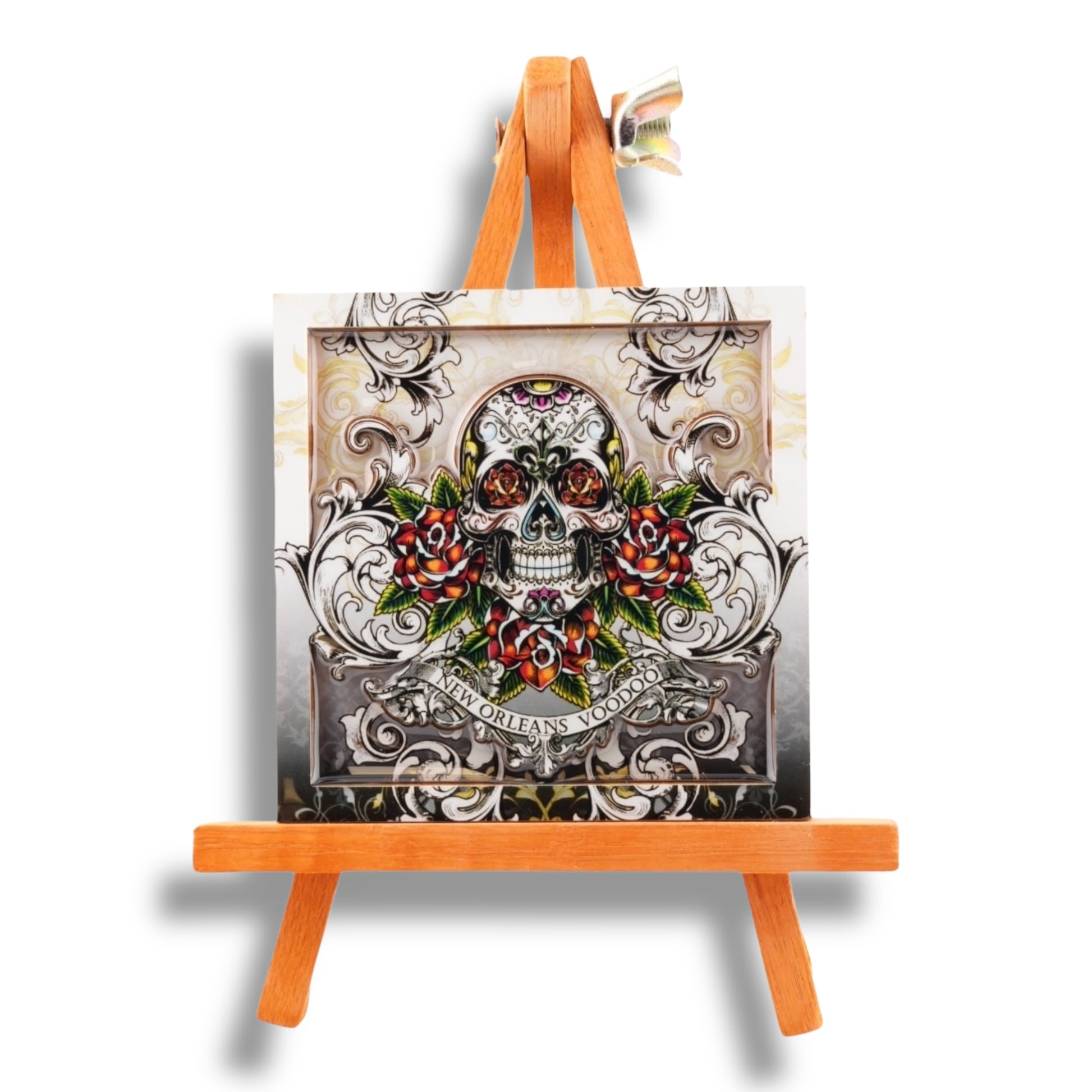 White Voodoo Skeleton Wooden Magnet - durable, vibrant - Refrigerator Magnets - New Orleans Souvenir