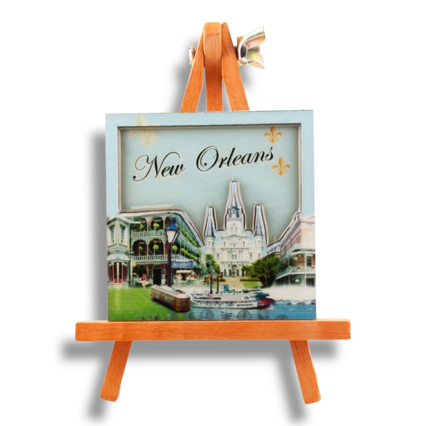 New Orleans Cityscape Wooden Magnet - local art - Refrigerator Magnets