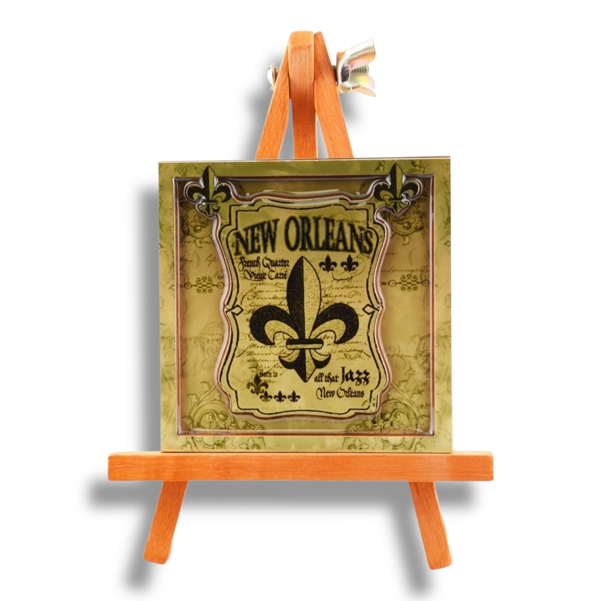 Fleur De Lis Black & Gold Wooden Magnet - durable, vibrant - Refrigerator Magnets - New Orleans Souvenir