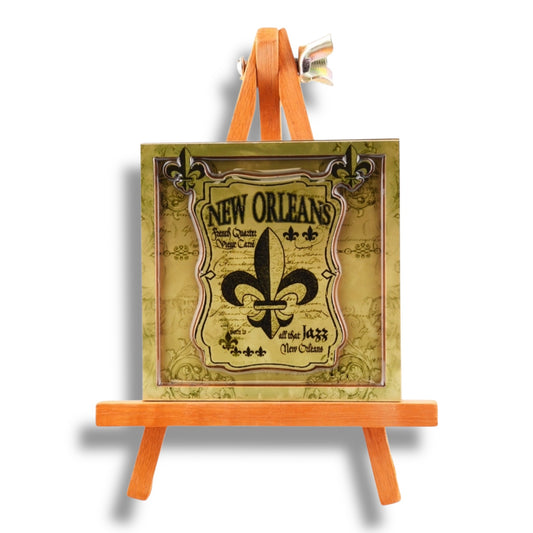 Fleur De Lis Black & Gold Wooden Magnet - durable, vibrant - Refrigerator Magnets - New Orleans Souvenir