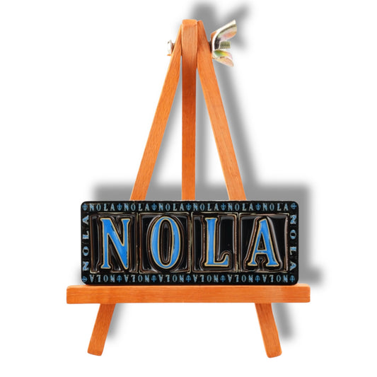 NOLA Black & Blue Wooden Street Sign Magnet - local art - Refrigerator Magnets - New Orleans Souvenir