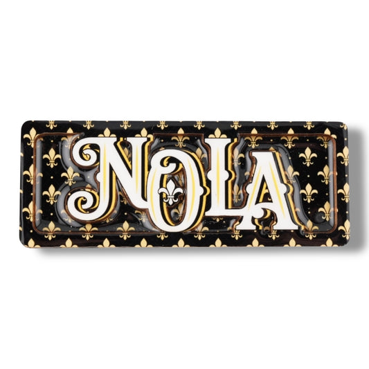 NOLA Black & Gold Wooden Street Sign Magnet - Refrigerator Magnets - New Orleans Souvenir