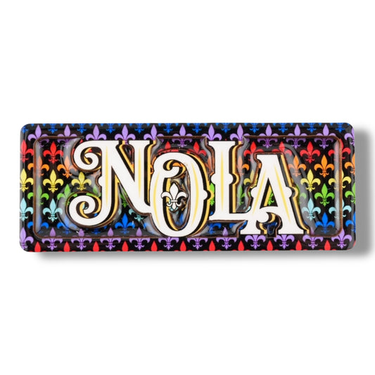 NOLA Rainbow Wooden Street Sign Magnet - local art - Refrigerator Magnets - New Orleans Souvenir