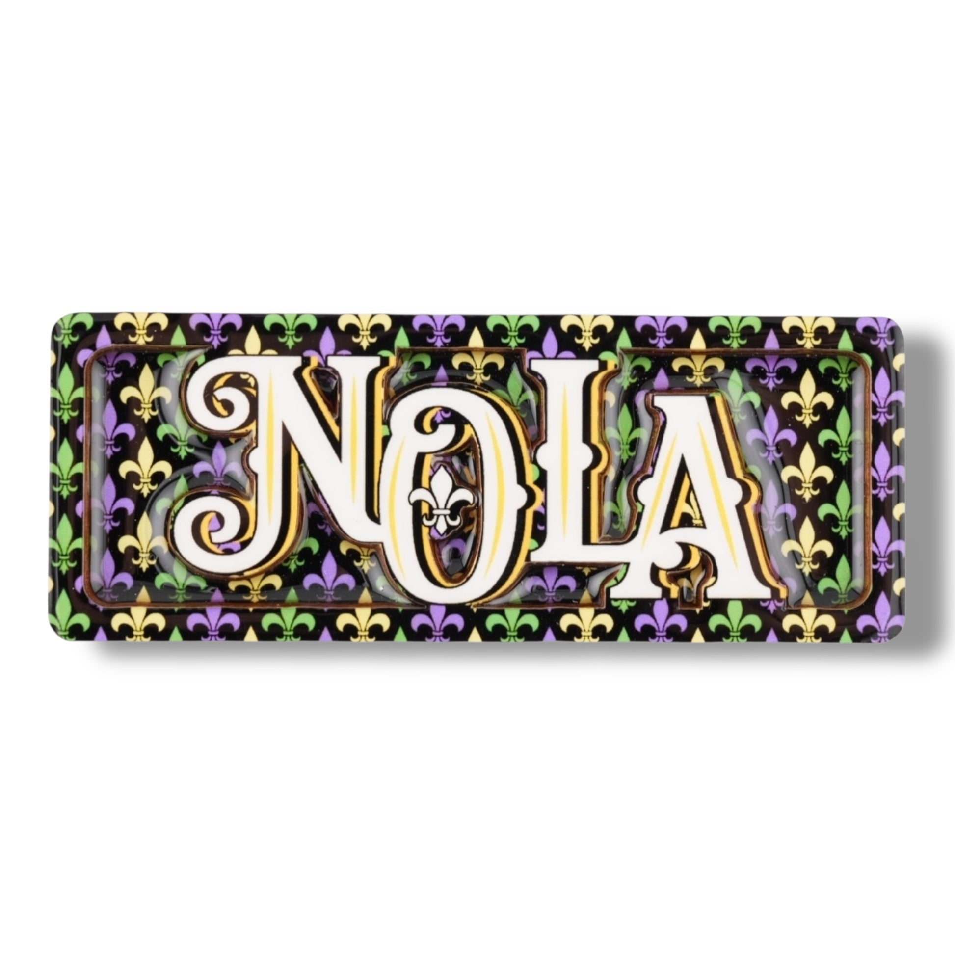 NOLA Mardi Gras Wooden Street Sign Magnet - local art - Refrigerator Magnets - New Orleans Souvenir