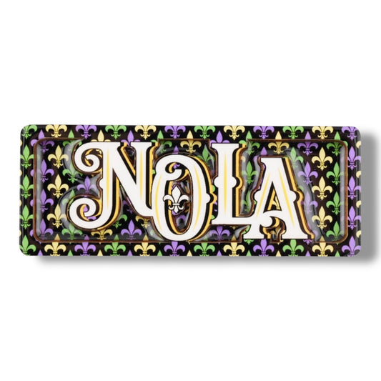 NOLA Mardi Gras Wooden Street Sign Magnet - local art - Refrigerator Magnets - New Orleans Souvenir