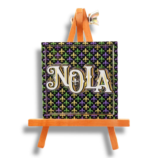 NOLA Mardi Gras Wooden Magnet - local art - Refrigerator Magnets - New Orleans Souvenir