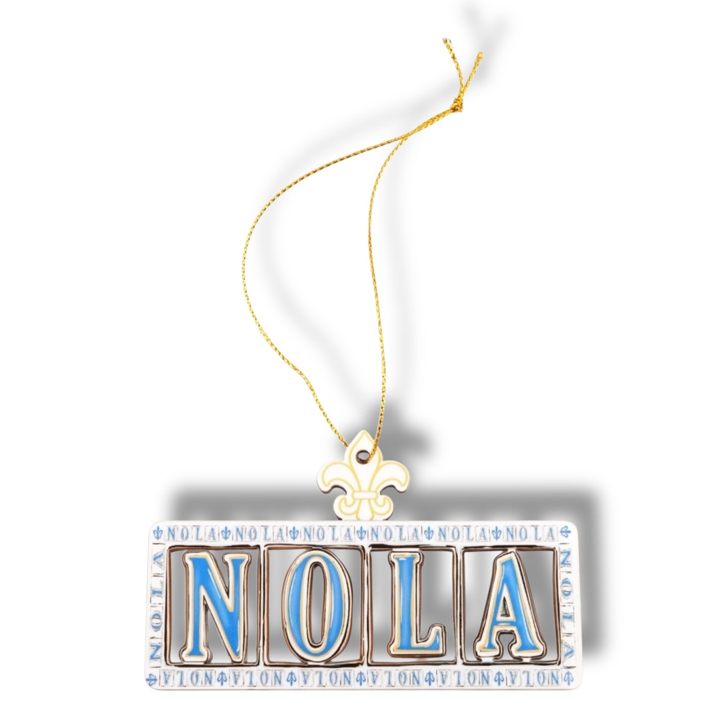 NOLA White & Blue Wooden Street Sign Ornament - local art - Holiday Ornaments - New Orleans Souvenir