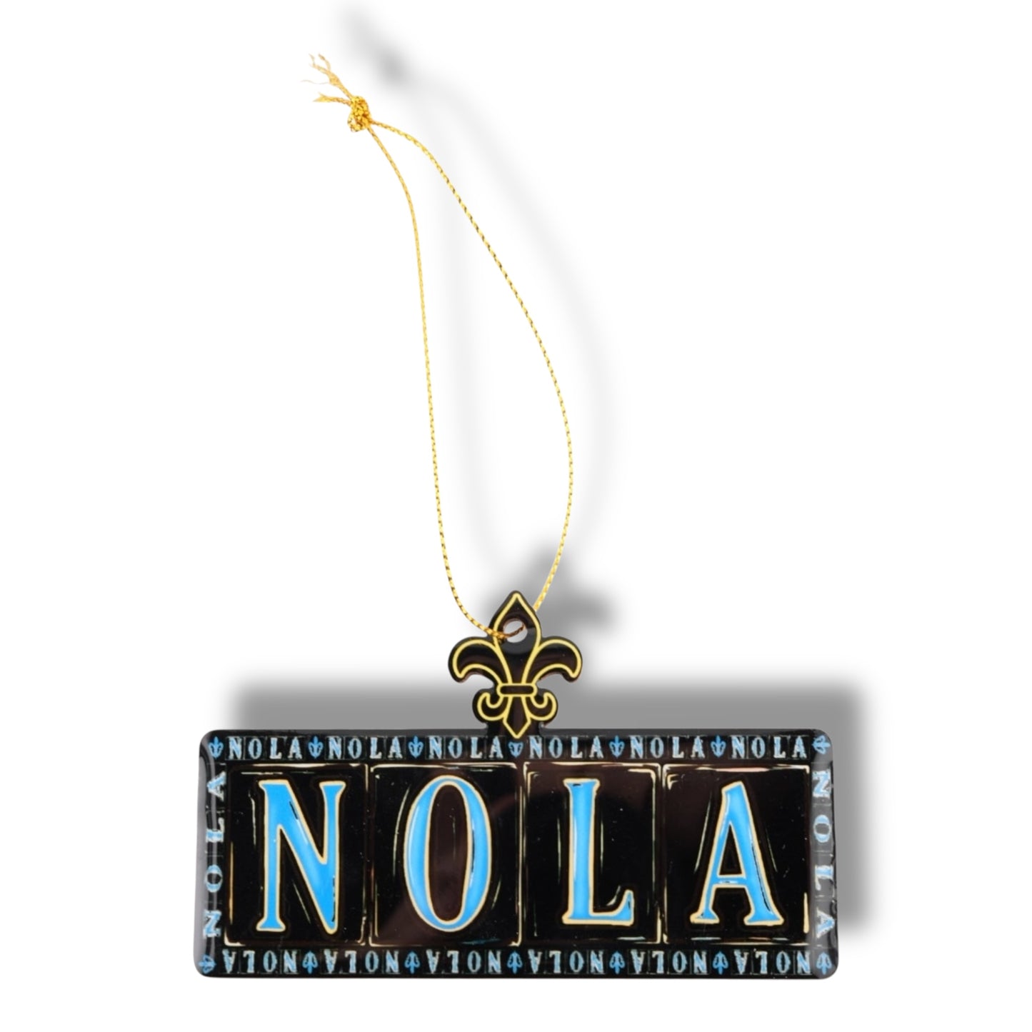 NOLA Black & Blue Wooden Street Sign Ornament - Holiday Ornaments - New Orleans Souvenir - BACK